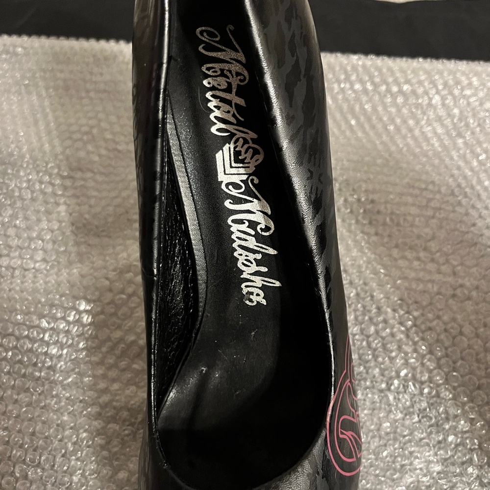 Women’s Black & Hot Pink Metal Mulisha Corset High Heels-Size 10 USA - Picture 5 of 15